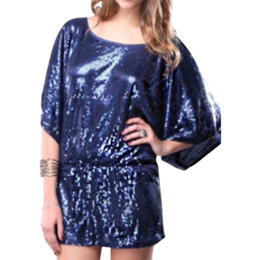 Nasty Gal Blaque Market Blue Sequin Cocktail Dress - Picture 1 of 8